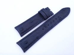 21mm/18mm Navy Blue Genuine Ostrich Quill Leather Curved End Watch Strap For JLC #WT14170