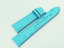 21mm/18mm Cyan Blue Genuine Ostrich Quill Leather Curved End Watch Strap For JLC #WT14167