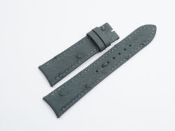 21mm/18mm Dark Grey Genuine Ostrich Quill Leather Curved End Watch Strap For JLC #WT14168