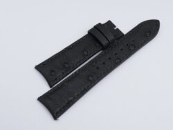 21mm/18mm Black Genuine Ostrich Quill Leather Curved End Watch Strap For JLC #WT14169