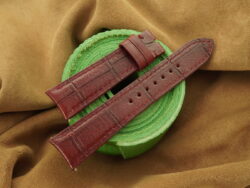 Burgundy Buttero Leather Curved End Watch Strap For F. P. Journe - CUSTOM MADE SERVICE CT2931