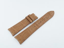 21mm/18mm Light Brown Crocodile Leather Curved End Watch Strap #WT14217