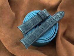 Dark Blue Crocodile Leather Curved End Watch Strap For F. P. Journe - CUSTOM MADE SERVICE CT2945