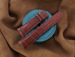 Red Brown Crocodile Leather Curved End Watch Strap For JLC - CUSTOM MADE SERVICE CT2943