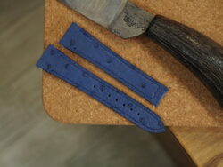 Blue Ostrich Quill Leather Deployment Strap With Quickswitch For Cartier Santos Medium, Large Model - CUSTOM MADE SERVICE CT2245
