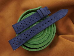 Navy Blue Suede Calf Leather Rally Watch Strap - CUSTOM MADE SERVICE CT3115