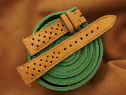 Tan Brown Suede Calf Leather Rally Watch Strap - CUSTOM MADE SERVICE CT3116