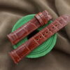 High Grade Glossy Brown Crocodile Leather Watch Strap For Cartier Tank Solo, Tank Must, Tank Louis - CUSTOM MADE SERVICE CT3063