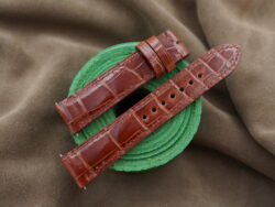 High Grade Glossy Brown Crocodile Leather Watch Strap For Cartier Tank Solo, Tank Must, Tank Louis - CUSTOM MADE SERVICE CT3063