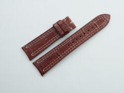 21mm/18mm Red Brown Genuine Crocodile Leather Curved End Watch Strap for JLC #WT14339