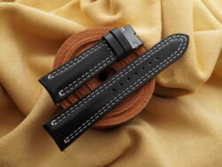 Black Box Calf Leather Curved End Watch Strap For JLC - CUSTOM MADE SERVICE CT3006