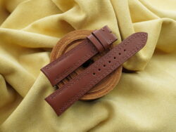 Honey Brown Box Calf Leather Curved End Watch Strap For JLC - CUSTOM MADE SERVICE CT3020