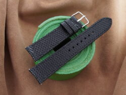 Black Lizard Leather Curved End Watch Strap For F. P. Journe - CUSTOM MADE SERVICE CT3135