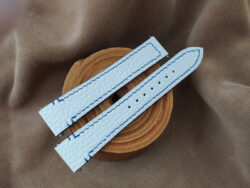 White Togo Calf Leather Deployment Watch Strap With Quickswitch For Cartier Santos Medium, Large Model - CUSTOM MADE SERVICE CT3139