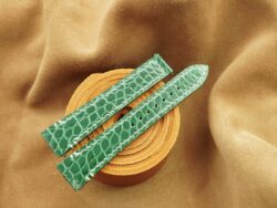 High Grade Glossy Green Crocodile Leather Deployment Watch Strap With Quickswitch For Cartier Santos Medium, Large Model - CUSTOM MADE SERVICE CT3138