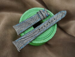 Gray Ostrich Stonewash Leather Curved End Watch Strap For JLC - CUSTOM MADE SERVICE CT3089