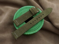 Olive Green Nubuck Leather Watch Strap For Cartier Tank Solo, Tank Must, Tank Louis - CUSTOM MADE SERVICE CT3072
