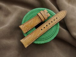 Tan Brown Ostrich Leather Curved End Watch Strap For F. P. Journe - CUSTOM MADE SERVICE CT3023