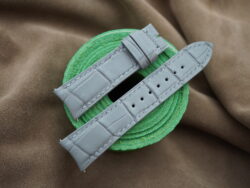 Handmade Light Gray Double Side Crocodile Leather Curved End Watch Strap For JLC - CUSTOM MADE SERVICE CT3024