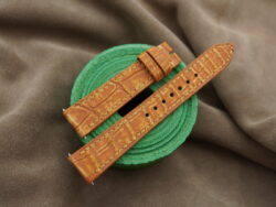 Orange Crocodile Stonewash Leather Watch Strap For Cartier Tank Solo, Tank Must, Tank Louis - CUSTOM MADE SERVICE CT3082