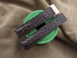 Dark Brown Crocodile Leather Deployment Strap For Breitling - CUSTOM MADE SERVICE CT3019