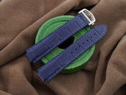 High Grade Matte Navy Blue Crocodile Leather Deployment Strap for Cartier Ballon 28mm, 33mm, 36mm, 42mm, 44mm - CUSTOM MADE SERVICE CT3029