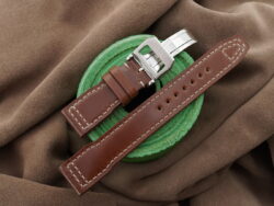 Brown Genuine Shell Cordovan Leather Watch Strap For IWC Pilot - CUSTOM MADE SERVICE CT3097