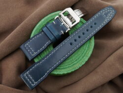 Blue Genuine Shell Cordovan Leather Watch Strap For IWC Pilot - CUSTOM MADE SERVICE CT3098