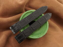 High Grade Matte Black Crocodile Leather Deployment Strap For Santos 100, Santos XL size 20mm, 23mm - CUSTOM MADE SERVICE CT3101