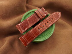 High Grade Glossy Cognac Crocodile Leather Watch Strap For Panerai - CUSTOM MADE SERVICE CT3110