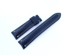 21mm/18mm Navy Blue Genuine Box Calf Skin Leather Curved End Watch Strap for JLC #WT14272