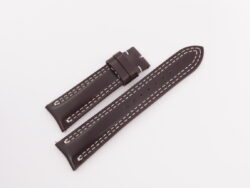 21mm/18mm Dark Brown Genuine Box Calf Skin Leather Curved End Watch Strap for JLC #WT14273
