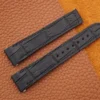 High Grade Matte Black Crocodile Leather Deployment Watch Strap With Quickswitch For Cartier Santos Medium, Large Model - CUSTOM MADE SERVICE CT2948