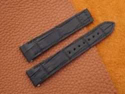 High Grade Matte Black Crocodile Leather Deployment Watch Strap With Quickswitch For Cartier Santos Medium, Large Model - CUSTOM MADE SERVICE CT2948