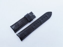 20mm/18mm High Grade Black Crocodile Leather Curved End Watch Strap for JLC 105/65mm #WT14395