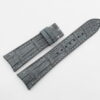 22mm/18mm Dark Gray Stonewash CROCODILE Skin Leather Curved End Watch Strap 120/70mm #WT14411