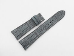 22mm/18mm Dark Gray Stonewash CROCODILE Skin Leather Curved End Watch Strap 120/70mm #WT14411