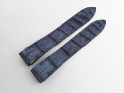 20mm/18mm High Grade Navy Blue Nubuck Crocodile Leather Deployment Watch Strap For Cartier Roadster Model  #WT14412