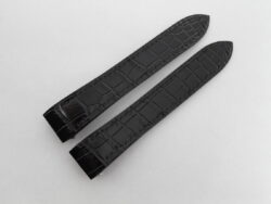 20mm/18mm Black Crocodile Leather Deployment Watch Strap For Cartier Roadster #WT14413
