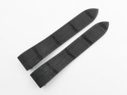 20mm/18mm High Grade Black Nubuck Crocodile Leather Deployment Watch Strap For Cartier Roadster #WT14415