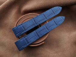 Blue Crocodile Leather Deployment Watch Strap For Cartier Roadster – CUSTOM MADE SERVICE CT3144