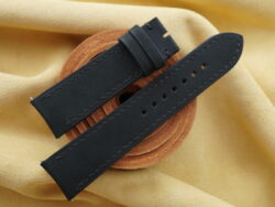 Black Nubuck Calf Leather Curved End Watch Strap For JLC - CUSTOM MADE SERVICE CT3178