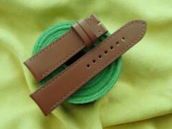 Cognac Box Calf Leather Curved End Watch Strap For JLC - CUSTOM MADE SERVICE CT3190
