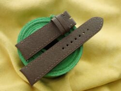 Brown Saffiano Calf Leather Curved End Watch Strap For JLC - CUSTOM MADE SERVICE CT3192