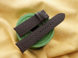 Chocolate Pebbled Calf Leather Curved End Watch Strap For JLC - CUSTOM MADE SERVICE CT3194