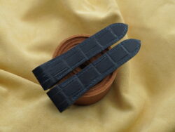 High Grade Dark Navy Blue Crocodile Leather Deployment Strap For Santos 100, Santos XL size 20mm, 23mm - CUSTOM MADE SERVICE CT3208