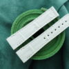 High Grade Matte White Crocodile Leather Deployment Watch Strap With Quickswitch For Cartier Santos Medium, Large Model - CUSTOM MADE SERVICE CT3218