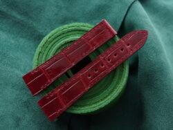 High Grade Glossy Blood Red Crocodile Leather Deployment Watch Strap With Quickswitch For Cartier Santos Medium, Large Model - CUSTOM MADE SERVICE CT3219