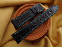 High Grade Glossy Black Crocodile Leather Watch Strap For Cartier Tank Solo, Tank Must, Tank Louis - CUSTOM MADE SERVICE CT3235