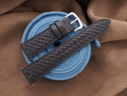 Hand-quilted Smooth Black Calf Leather Watch Strap - CUSTOM MADE SERVICE CT3259